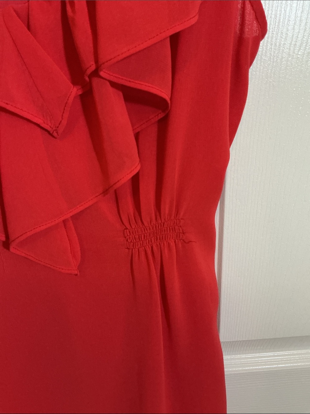 Francesca's Collections Red Ruffle-Front Mini Dress - Picture 7 of 11
